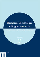 Journal, Quaderni di filologia e lingue romanze : ricerche svolte nell'università di Macerata, EUM-Edizioni Università di Macerata