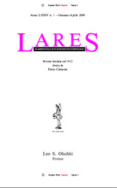 Heft, Lares : rivista trimestrale di studi demo-etno-antropologici : LXVI, 2, 2000, L.S. Olschki