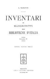 E-book, Inventari dei manoscritti delle biblioteche d'Italia : vol. V : Perugia, Ravenna, Vigevano, L.S. Olschki