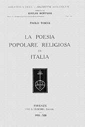 E-book, La poesia popolare religiosa in Italia, Toschi, Paolo, Leo S. Olschki editore