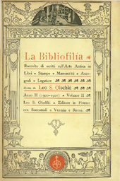 Issue, La bibliofilia : rivista di storia del libro e di bibliografia : II, 1/2, 1900, L.S. Olschki