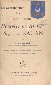 E-book, Un gentilhomme de lettres au XVIIe siècle : Honorat de Bueil, seigneur de Racan, Armand Colin (réédition numérique FeniXX)