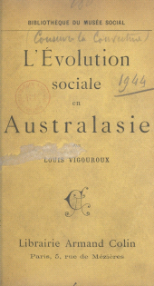 E-book, L'évolution sociale en Australasie, Armand Colin (réédition numérique FeniXX)