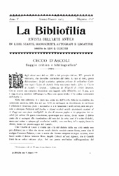 Issue, La bibliofilia : rivista di storia del libro e di bibliografia : V, 1/2, 1903, L.S. Olschki