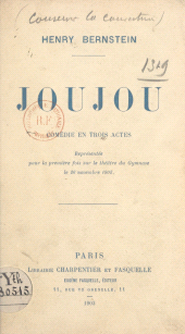 E-book, Joujou : Comédie en trois actes, Grasset (réédition numérique FeniXX)
