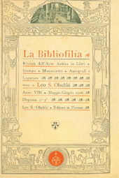 Fascículo, La bibliofilia : rivista di storia del libro e di bibliografia : VIII, 2/3, 1906, L.S. Olschki