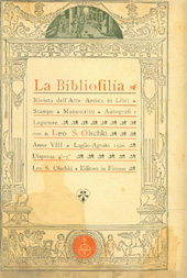 Issue, La bibliofilia : rivista di storia del libro e di bibliografia : VIII, 4/5, 1906, L.S. Olschki
