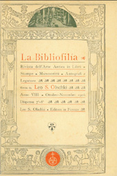 Issue, La bibliofilia : rivista di storia del libro e di bibliografia : VIII, 7/8, 1906, L.S. Olschki