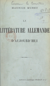 eBook, La littérature allemande d'aujourd'hui, Perrin (réédition numérique FeniXX)