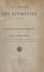 eBook, Le texte des "Effrontés" : étude critique : Thèse présentée à la Faculté des lettres de l'Université de Paris, Grasset (réédition numérique FeniXX)