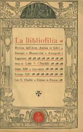 Fascículo, La bibliofilia : rivista di storia del libro e di bibliografia : XIII, 1, 1911, L.S. Olschki