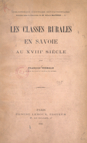 E-book, Les classes rurales en Savoie au XVIIIe siècle, Presses universitaires de France (réédition numérique FeniXX)