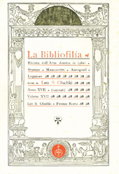 Fascículo, La bibliofilia : rivista di storia del libro e di bibliografia : XVII, 1, 1915, L.S. Olschki