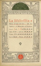 Heft, La bibliofilia : rivista di storia del libro e di bibliografia : XVIII, 1/2, 1916, L.S. Olschki
