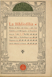 Fascicule, La bibliofilia : rivista di storia del libro e di bibliografia : XIX, 1/2/3, 1917, L.S. Olschki