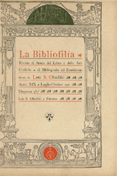 Fascículo, La bibliofilia : rivista di storia del libro e di bibliografia : XIX, 4/5/6/7, 1917, L.S. Olschki