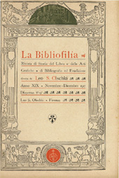 Fascicolo, La bibliofilia : rivista di storia del libro e di bibliografia : XIX, 8/9, 1917, L.S. Olschki