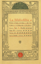 Fascículo, La bibliofilia : rivista di storia del libro e di bibliografia : XX, 3/4/5, 1918, L.S. Olschki