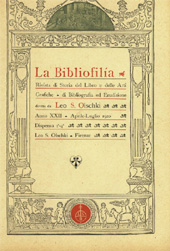 Issue, La bibliofilia : rivista di storia del libro e di bibliografia : XXII, 1/2/3/4, 1920, L.S. Olschki