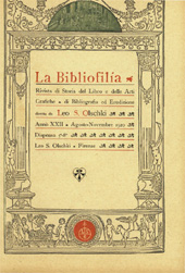 Fascículo, La bibliofilia : rivista di storia del libro e di bibliografia : XXII, 5/6/7/8, 1920, L.S. Olschki