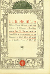 Fascículo, La bibliofilia : rivista di storia del libro e di bibliografia : XXIII, 1/2, 1921, L.S. Olschki