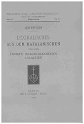 E-book, Lexikalisches aus dem Katalanischen und den übrigen iberoromanischen Sprachen, Spitzer, Leo., L.S. Olschki