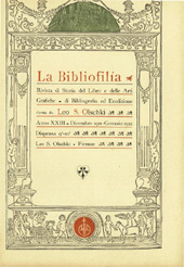 Fascículo, La bibliofilia : rivista di storia del libro e di bibliografia : XXIII, 9/10, 1921/1922, L.S. Olschki