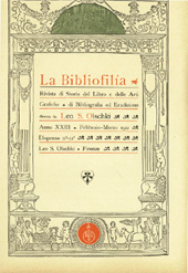 Fascículo, La bibliofilia : rivista di storia del libro e di bibliografia : XXIII, 11/12, 1922, L.S. Olschki