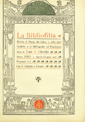 Fascículo, La bibliofilia : rivista di storia del libro e di bibliografia : XXIV, 1/2/3, 1922, L.S. Olschki
