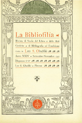 Fascículo, La bibliofilia : rivista di storia del libro e di bibliografia : XXIV, 6/7/8, 1922, L.S. Olschki