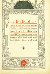 Fascículo, La bibliofilia : rivista di storia del libro e di bibliografia : XXIV, 9, 1922, L.S. Olschki