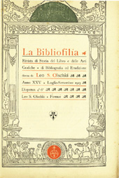 Fascicule, La bibliofilia : rivista di storia del libro e di bibliografia : XXV, 4/5/6, 1923, L.S. Olschki