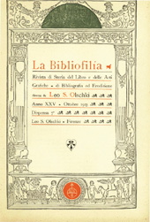 Fascículo, La bibliofilia : rivista di storia del libro e di bibliografia : XXV, 7, 1923, L.S. Olschki