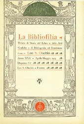 Fascículo, La bibliofilia : rivista di storia del libro e di bibliografia : XXV, 1/2, 1923, L.S. Olschki