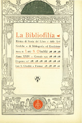 Fascicule, La bibliofilia : rivista di storia del libro e di bibliografia : XXIV, 10, 1923, L.S. Olschki