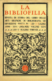 Fascículo, La bibliofilia : rivista di storia del libro e di bibliografia : XXVI, 1, 1924, L.S. Olschki