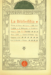 Fascículo, La bibliofilia : rivista di storia del libro e di bibliografia : XXV, 10/11, 1924, L.S. Olschki