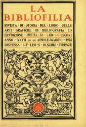 Fascículo, La bibliofilia : rivista di storia del libro e di bibliografia : XXVII, 1/2, 1925, L.S. Olschki