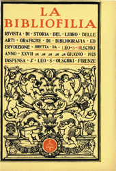 Fascículo, La bibliofilia : rivista di storia del libro e di bibliografia : XXVII, 3, 1925, L.S. Olschki