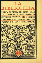 Fascículo, La bibliofilia : rivista di storia del libro e di bibliografia : XXVII, 6/7, 1925, L.S. Olschki