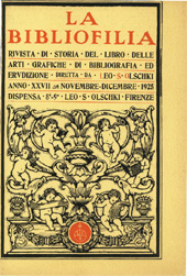Fascículo, La bibliofilia : rivista di storia del libro e di bibliografia : XXVII, 8/9, 1925, L.S. Olschki