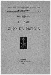 E-book, Le Rime di Cino da Pistoia, Zaccagnini, Guido, L.S. Olschki