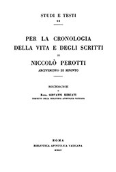 eBook, Per la cronologia della vita e degli scritti di Niccolò Perotti arcivescovo di Siponto, Biblioteca apostolica vaticana