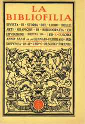 Fascículo, La bibliofilia : rivista di storia del libro e di bibliografia : XXVII, 10/11, 1926, L.S. Olschki