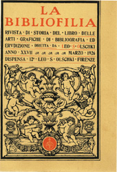 Fascículo, La bibliofilia : rivista di storia del libro e di bibliografia : XXVII, 12, 1926, L.S. Olschki