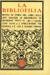 Fascículo, La bibliofilia : rivista di storia del libro e di bibliografia : XXVIII, 1/2, 1926, L.S. Olschki