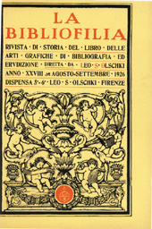 Issue, La bibliofilia : rivista di storia del libro e di bibliografia : XXVIII, 5/6, 1926, L.S. Olschki