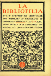 Fascículo, La bibliofilia : rivista di storia del libro e di bibliografia : XXVIII, 9, 1926, L.S. Olschki