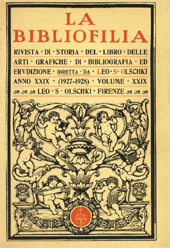 Fascículo, La bibliofilia : rivista di storia del libro e di bibliografia : XXIX, 1/2, 1927, L.S. Olschki