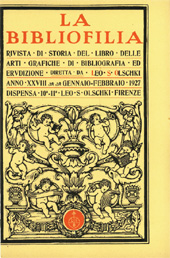 Fascículo, La bibliofilia : rivista di storia del libro e di bibliografia : XXVIII, 10/11, 1927, L.S. Olschki